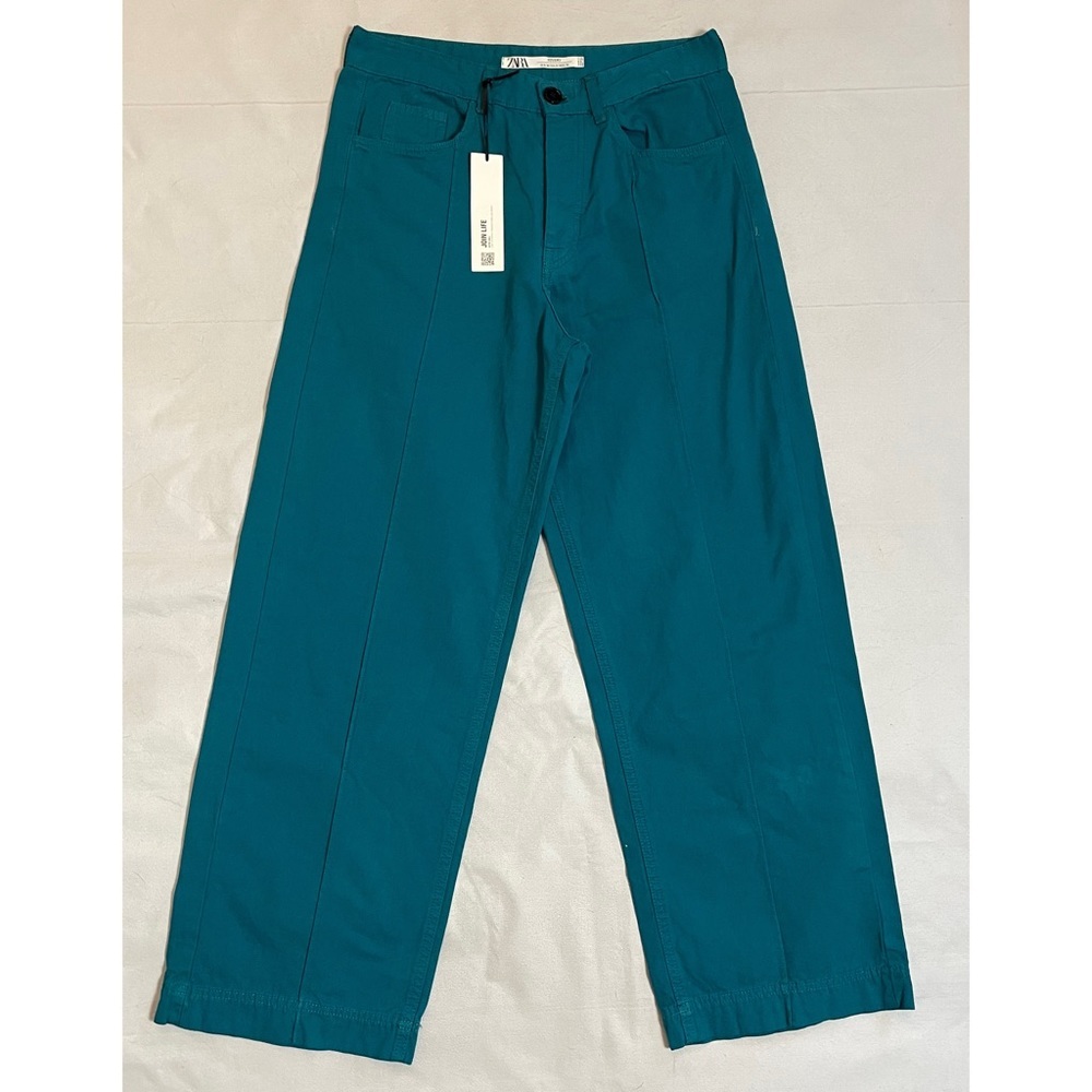 Zara Teal Wide-Leg Utility Pants